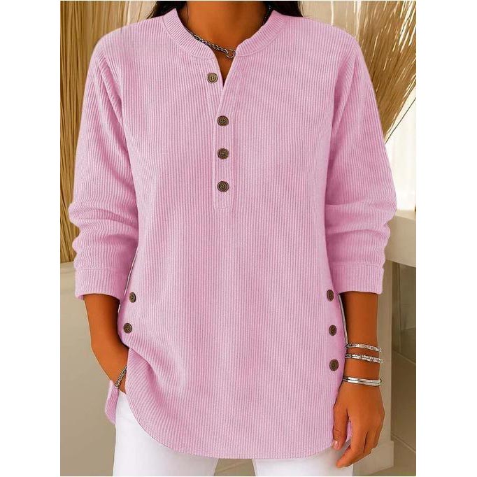 ✨🎅Joulutarjoukset – Vain rajoitetun ajan!⏰Pitkähihainen, löysästi neulottu collegepaita, yksivärinen ja pyöreä pääntie naisille