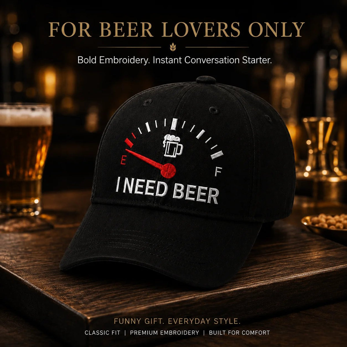 🔥LAST DAY 50% OFF - 🍺 ‘I NEED BEER’ embroidered baseball cap – Unisex commemorative cap