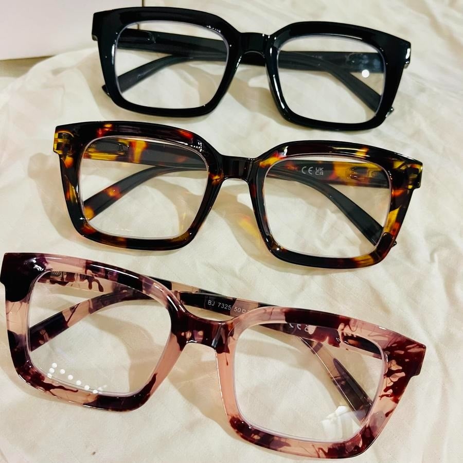 👓Set of 3 tortoiseshell reading glasses – Oversized square reading glasses that block blue ligh