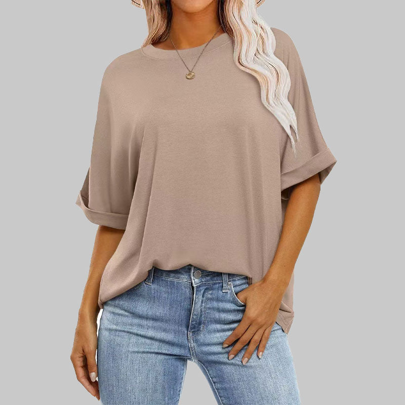 ⏳Ajankohtainen tarjous🌸Väljä pyöreäkauluksinen pitkähihainen t-paita naisille