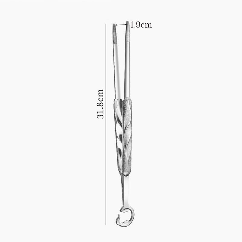 Elegant Crane Feather 304 Stainless Steel BBQ Tongs with Integrated Bottle Opener - Versatile Food & Grill Tongs