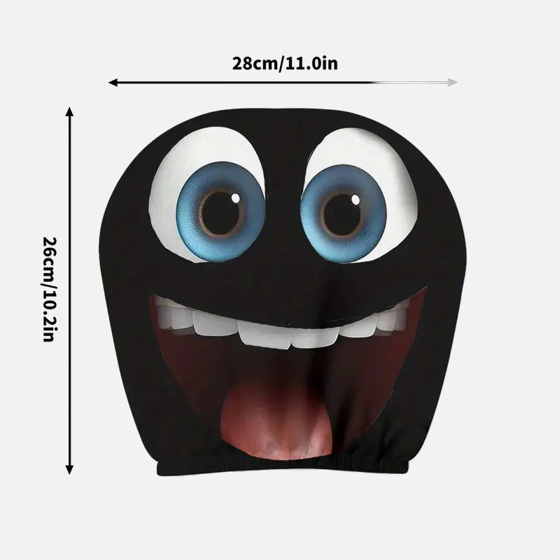 Funny Face Printed Headrest Cover – Car Interior Accessory