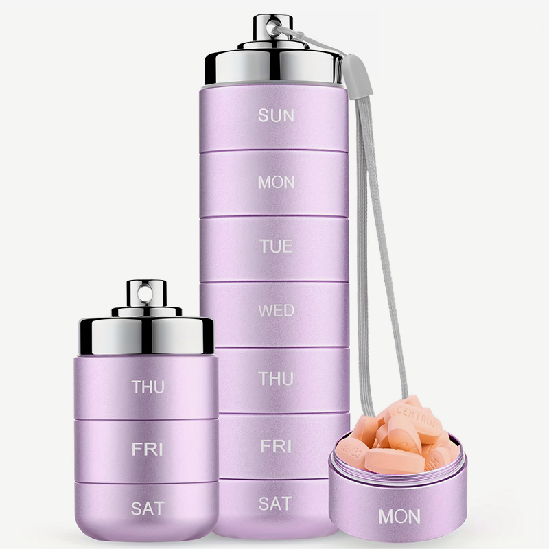 Portable 7-day Aluminum Alloy Pill Box
