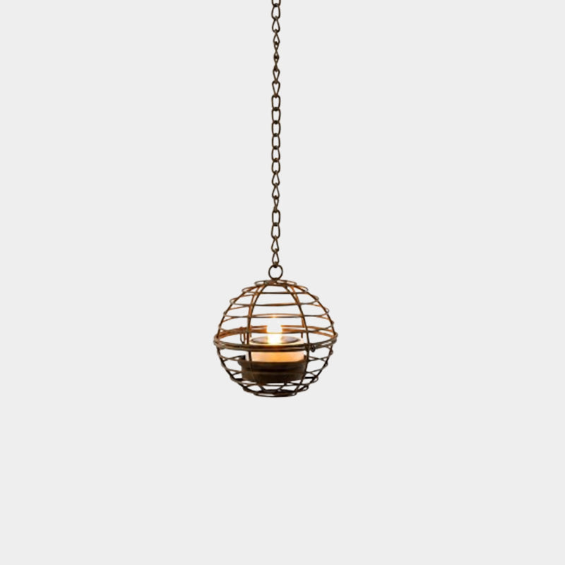 Solar Powered Spherical Candle Lanterns - Metal Hanging Lights for Garden & Patio Decor