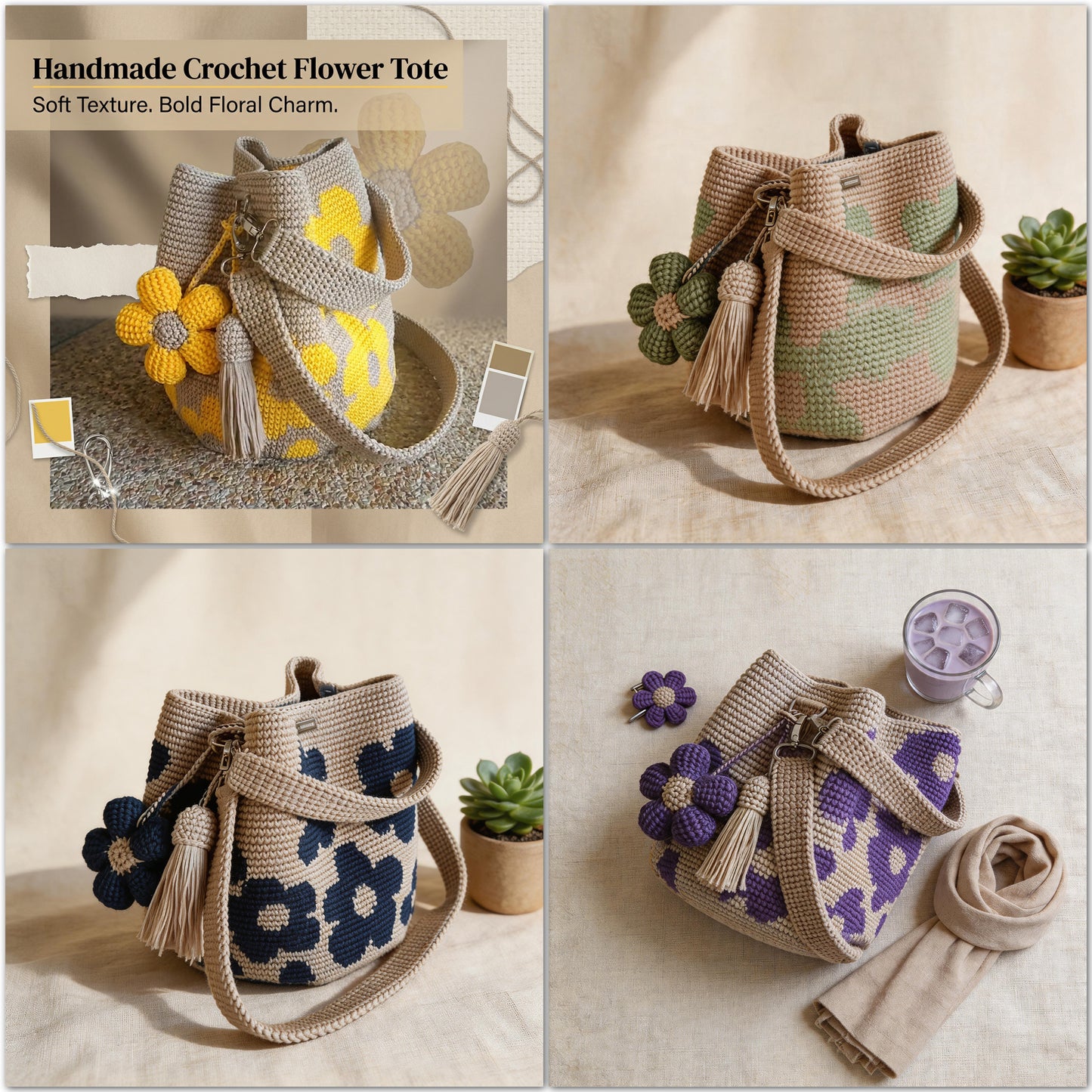 Handmade Crochet Flower Tote 🌼