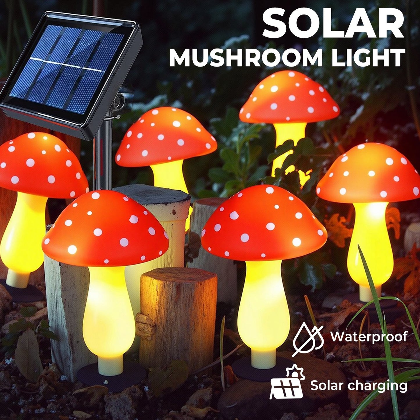 🔥LAST DAY 49% OFF - Solar Powered Mushroom Shaped Garden Glow Light