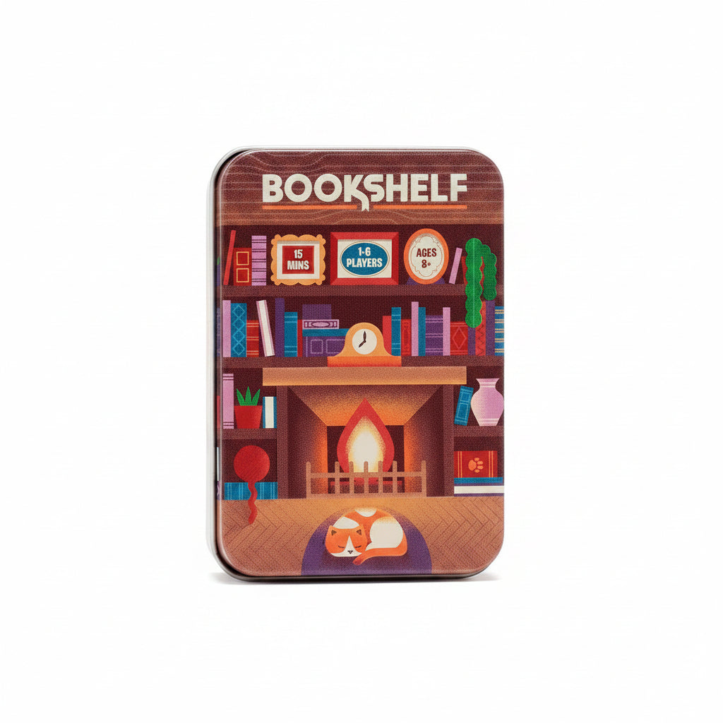 Bookshelf Cooperative Stacking Game | Skill & Balance Card and Book Tower Game in Travel Tin