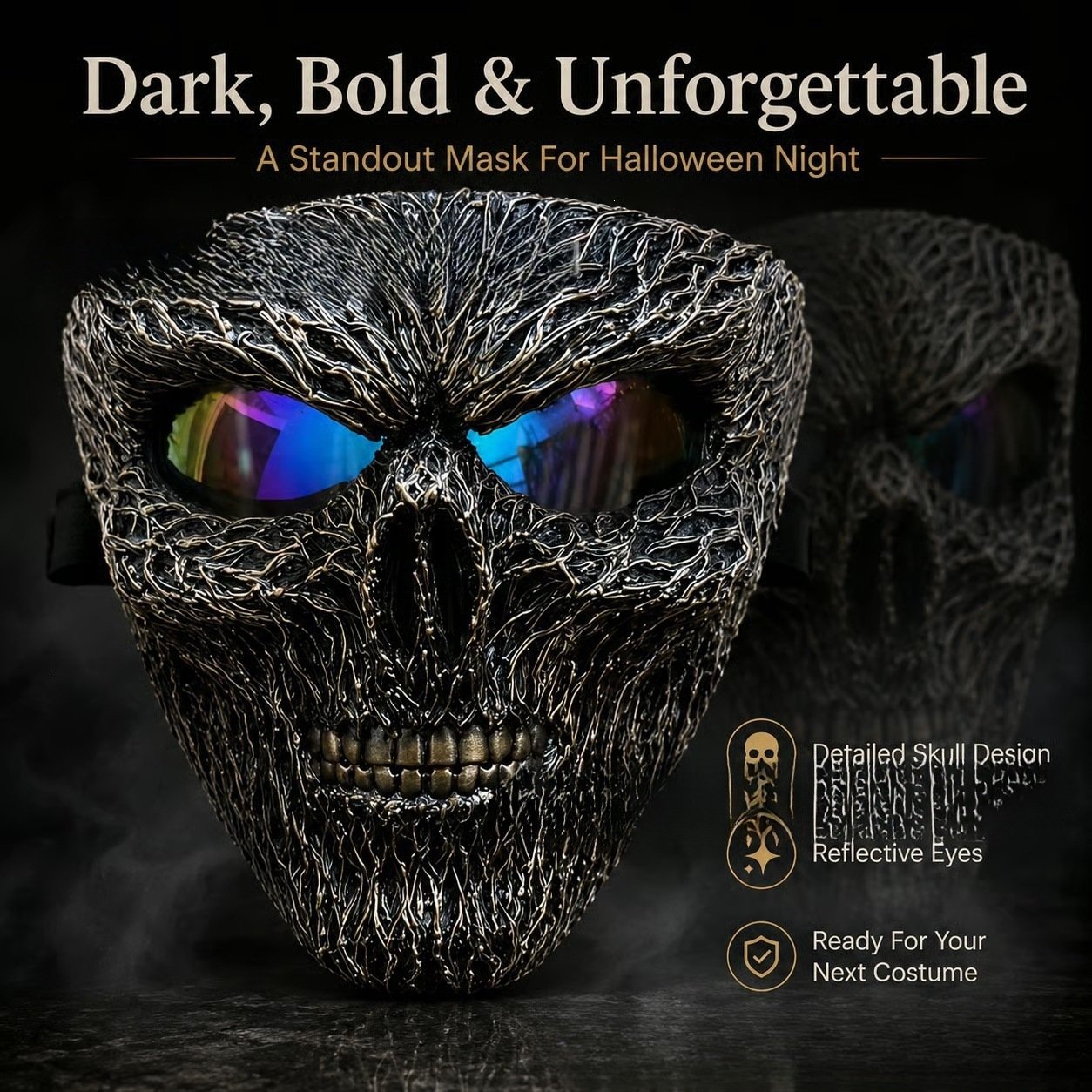 Ghost Skull Mask With Reflective Eyes