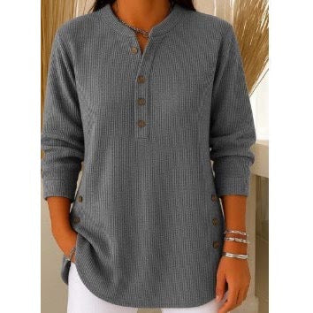 ✨🎅Joulutarjoukset – Vain rajoitetun ajan!⏰Pitkähihainen, löysästi neulottu collegepaita, yksivärinen ja pyöreä pääntie naisille