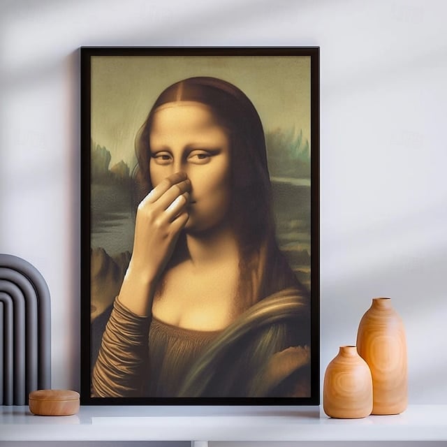 Mona Lisa pyyhkii nenäänsä - Taidejuliste kodin sisustukseen