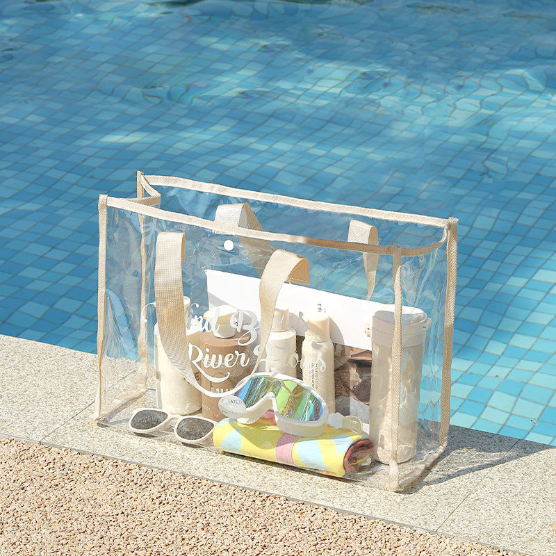 Waterproof Transparent Beach Tote – Large Capacity Travel & Swim Organizer