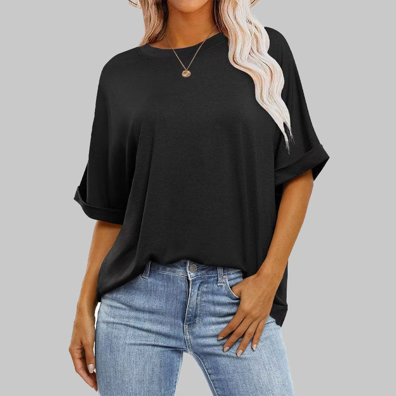 ⏳Ajankohtainen tarjous🌸Väljä pyöreäkauluksinen pitkähihainen t-paita naisille