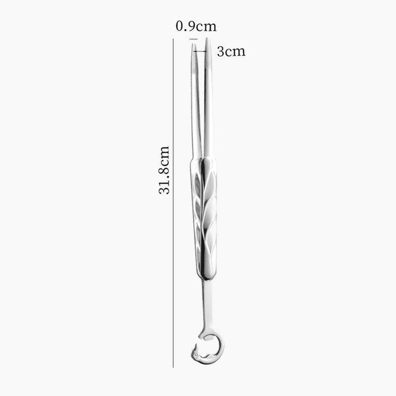 Elegant Crane Feather 304 Stainless Steel BBQ Tongs with Integrated Bottle Opener - Versatile Food & Grill Tongs