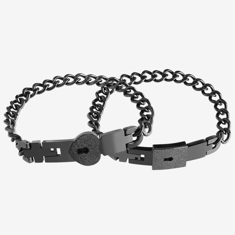 Matching bracelets with a heart-shaped padlock