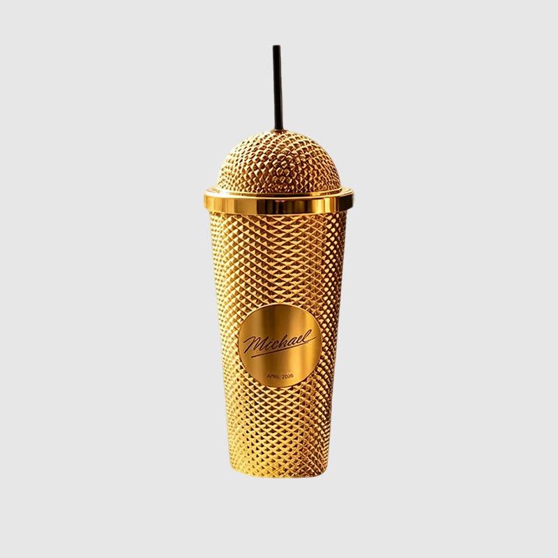 Superstar Microphone-Shaped Tumbler | Unique Gold & Black Drinkware