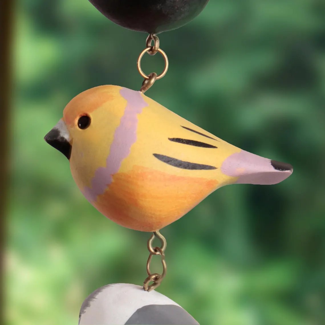 Rustic Hand Painted Bird Ornament, Handcrafted Wooden Colorful Birds