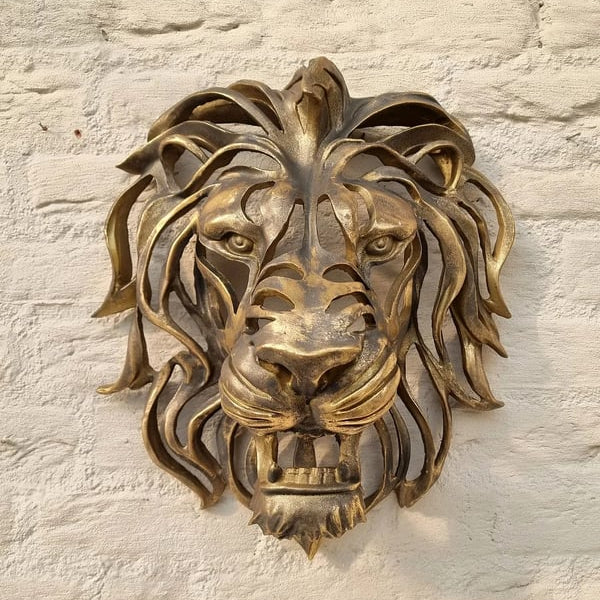 🦁Rare Find - Large Lion Head Wall Mounted Art Sculpture🎁