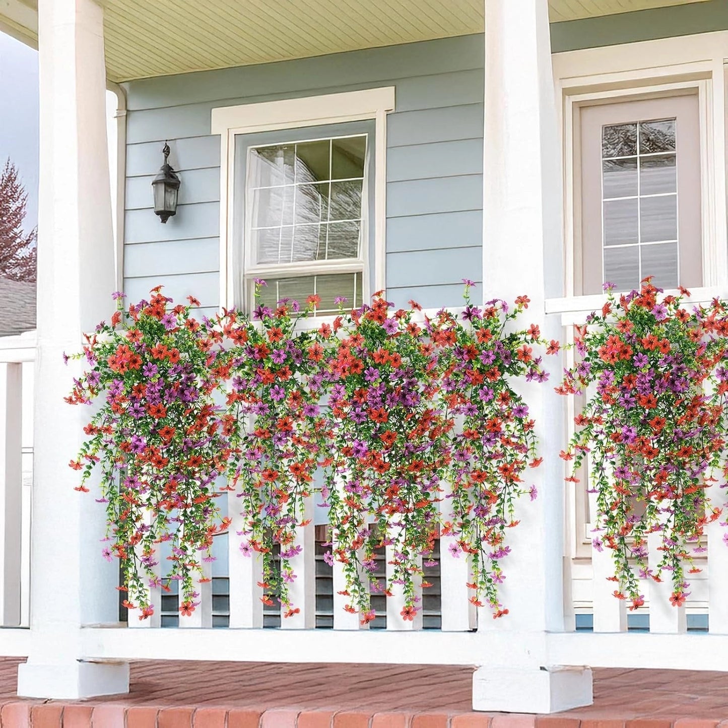 Outdoor cascading daisy and eucalyptus flowers – Realistic Hanging Plant for Indoor & Outdoor Decor