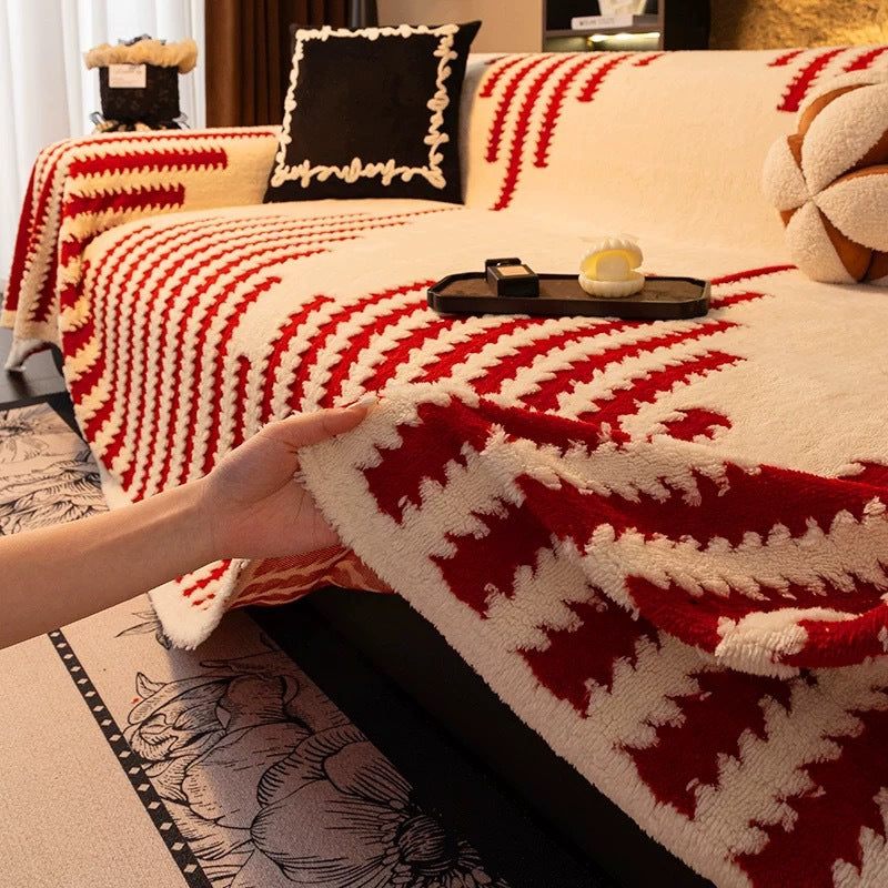 🛋️ ✨ Plush Sofa Throw - Extra Thick & Non-Slip Blanket with Elastic Edges 🍂❄️