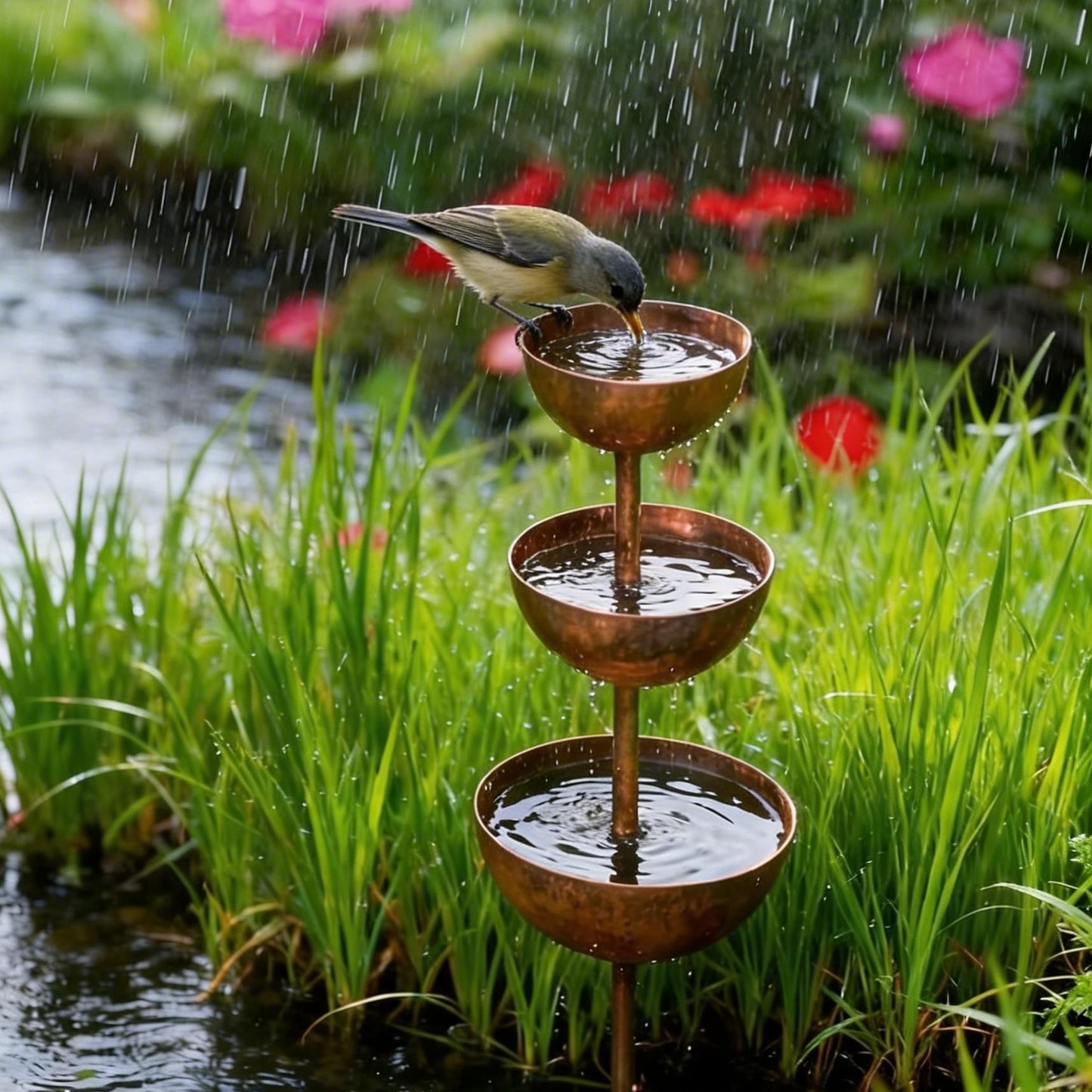 🌧️ Rain Catcher - Plant Support🐦 Metal Garden Ornament