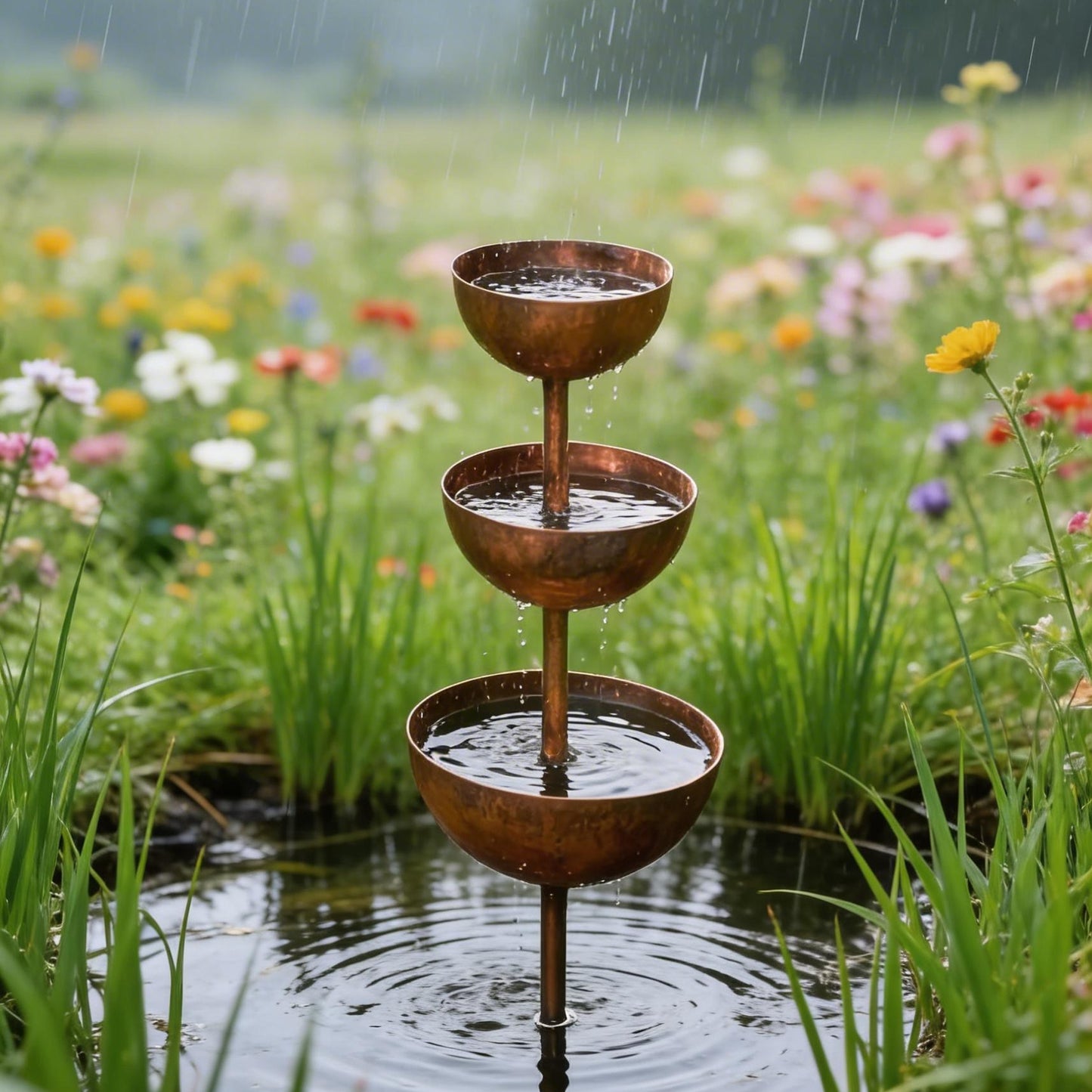 🌧️ Rain Catcher - Plant Support🐦 Metal Garden Ornament
