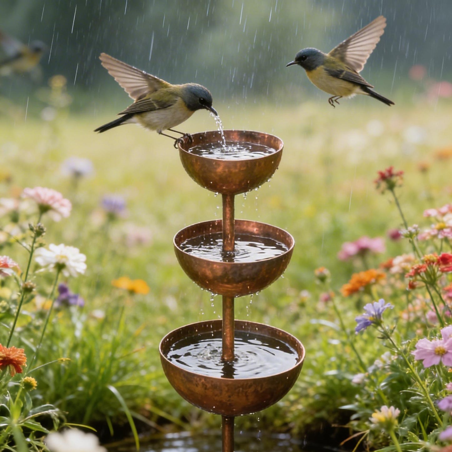 🌧️ Rain Catcher - Plant Support🐦 Metal Garden Ornament