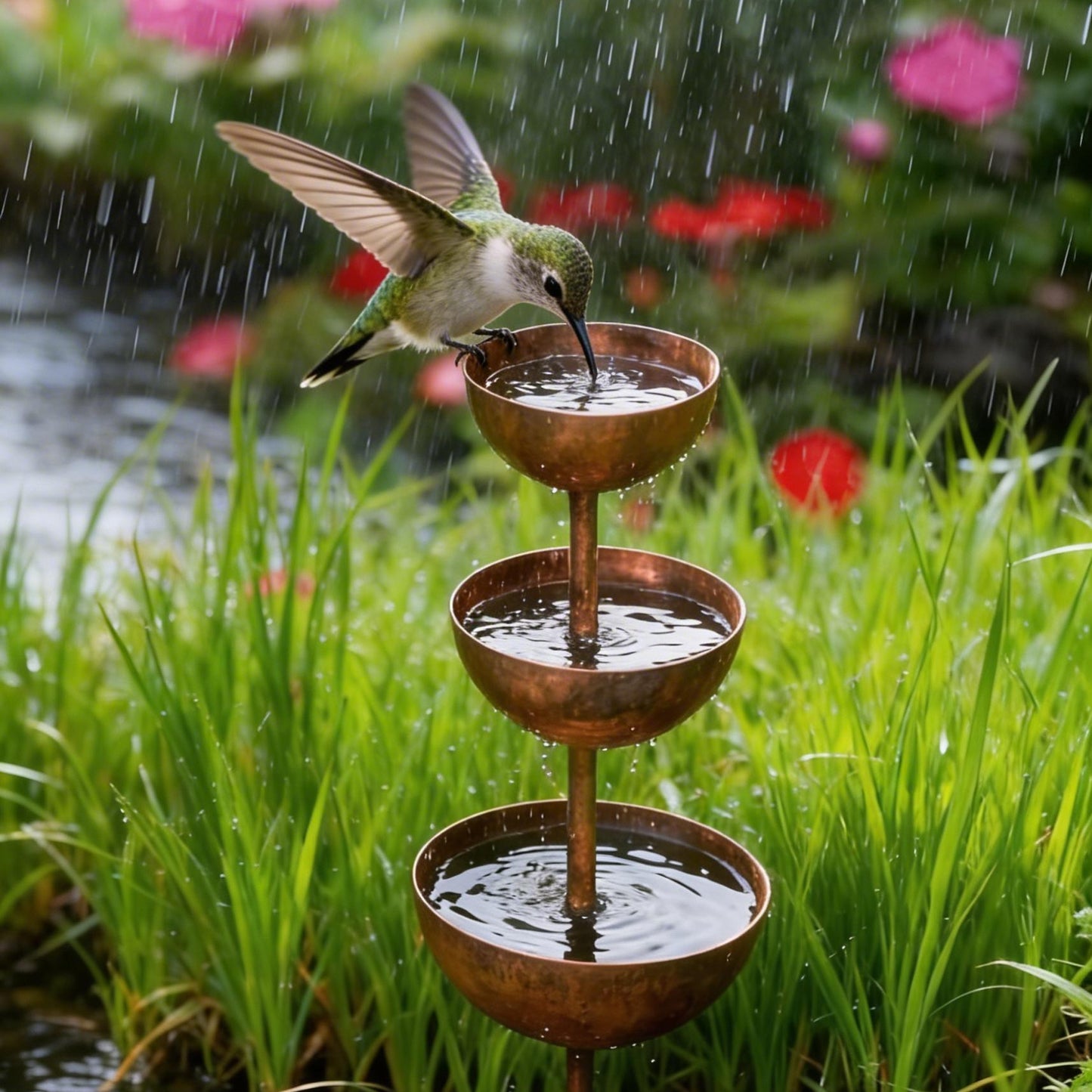 🌧️ Rain Catcher - Plant Support🐦 Metal Garden Ornament