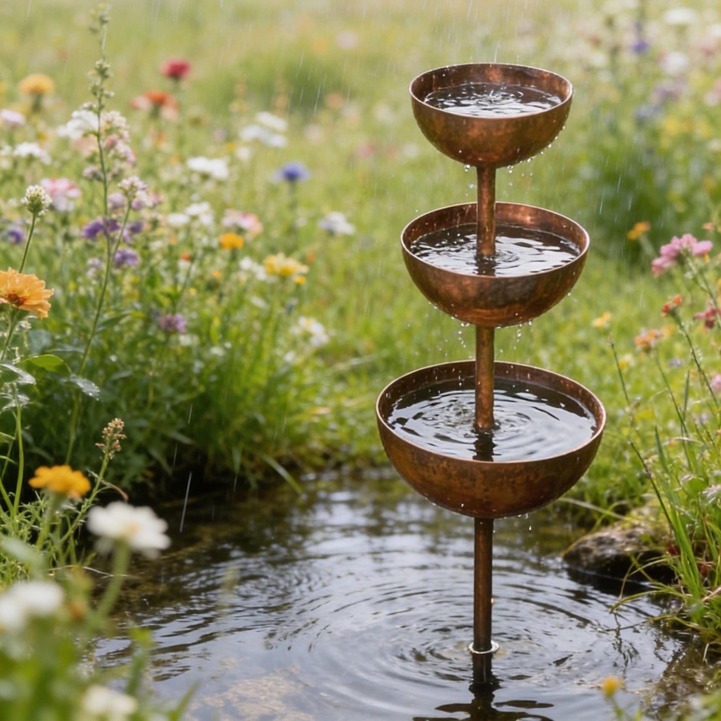 🌧️ Rain Catcher - Plant Support🐦 Metal Garden Ornament