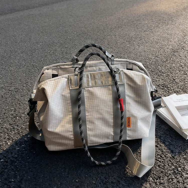 Mountain-Style Climbing Rope Nylon Grid Large Capacity Wet-Dry Separation Gym Bag Outdoor Waterproof Handbag Crossbody Travel Bag
