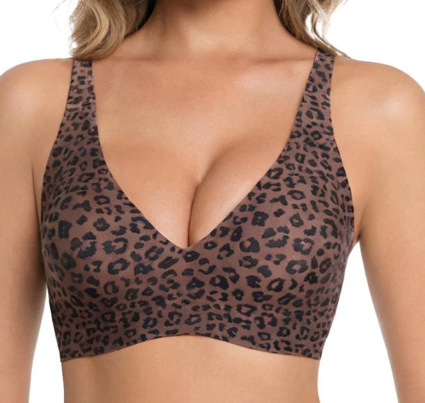 Seamless Wire-Free Leopard Print Bra