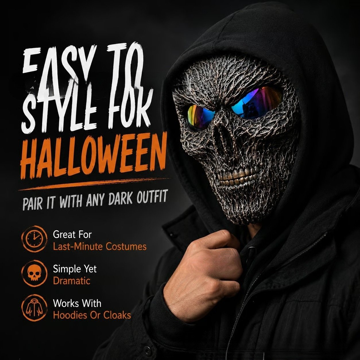 Ghost Skull Mask With Reflective Eyes