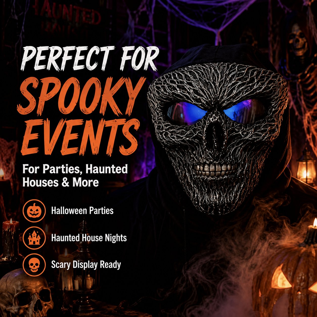 Ghost Skull Mask With Reflective Eyes