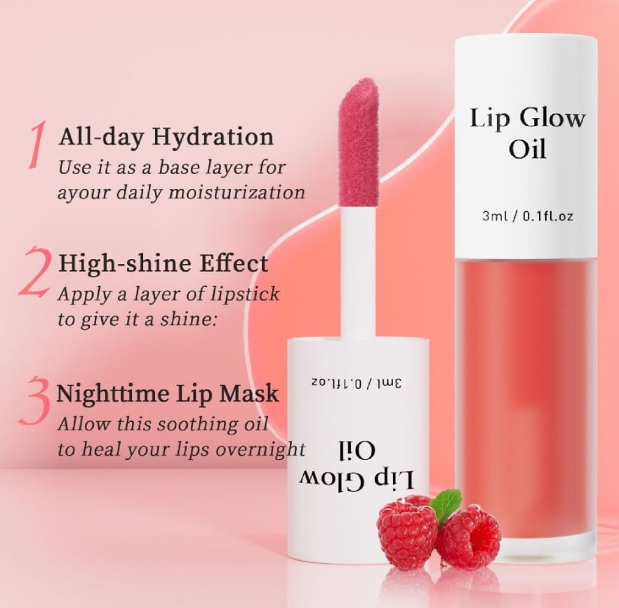 💋 Hanki täydellinen pout✨ Tinted Lip Glow Oil - Sävytetty huulten hehkuöljy - reheville, kosteutetuille huulille, joilla on luonnollinen hehku! 💖