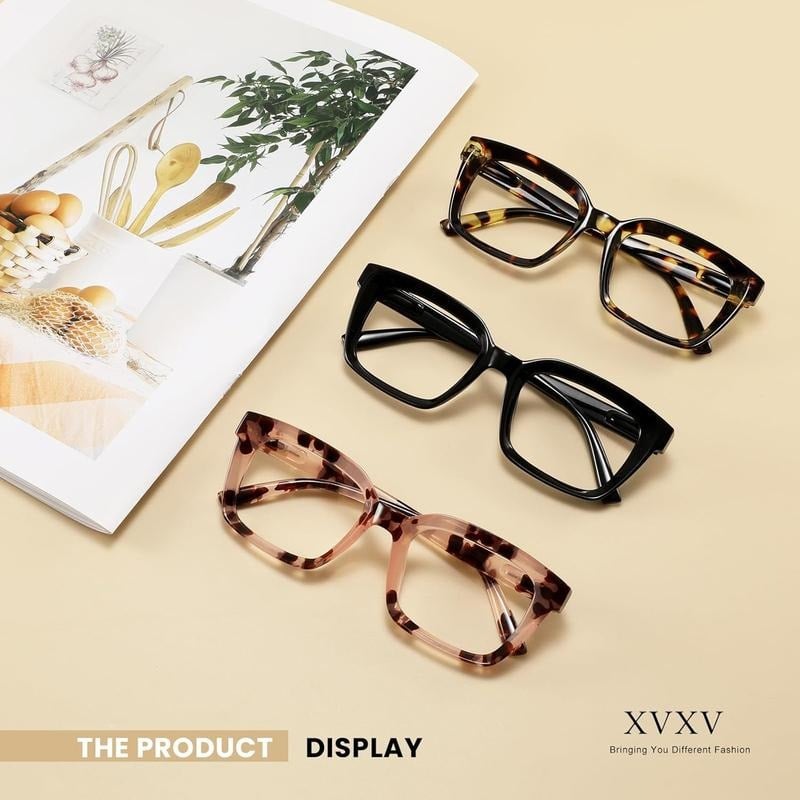 👓Set of 3 tortoiseshell reading glasses – Oversized square reading glasses that block blue ligh