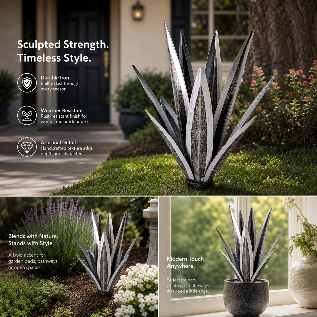 🌵 Rustic Metal Agave Garden Sculpture