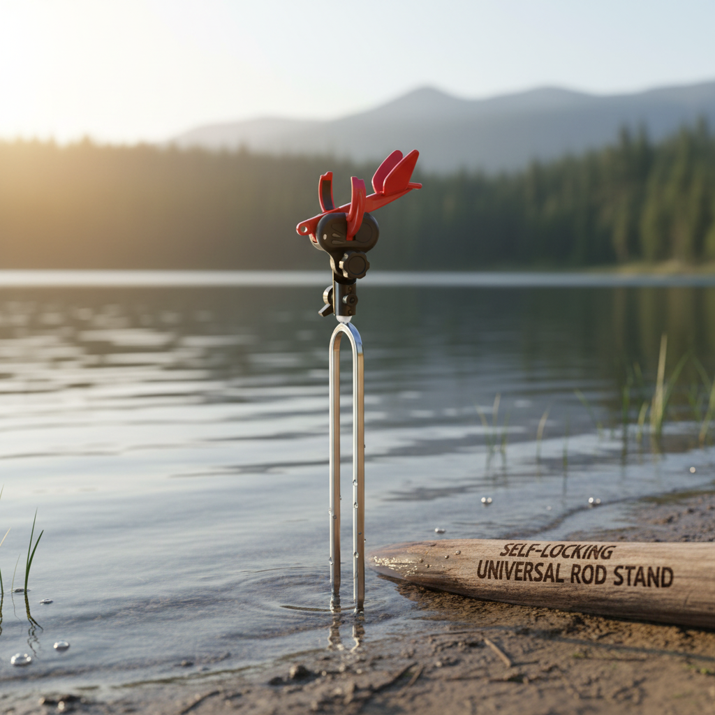 Self-Locking Fishing Rod Holder with Ground Stake - Auto-Release Fish Rod Stand for Hands-Free Fishing