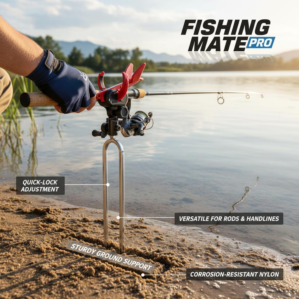 Self-Locking Fishing Rod Holder with Ground Stake - Auto-Release Fish Rod Stand for Hands-Free Fishing