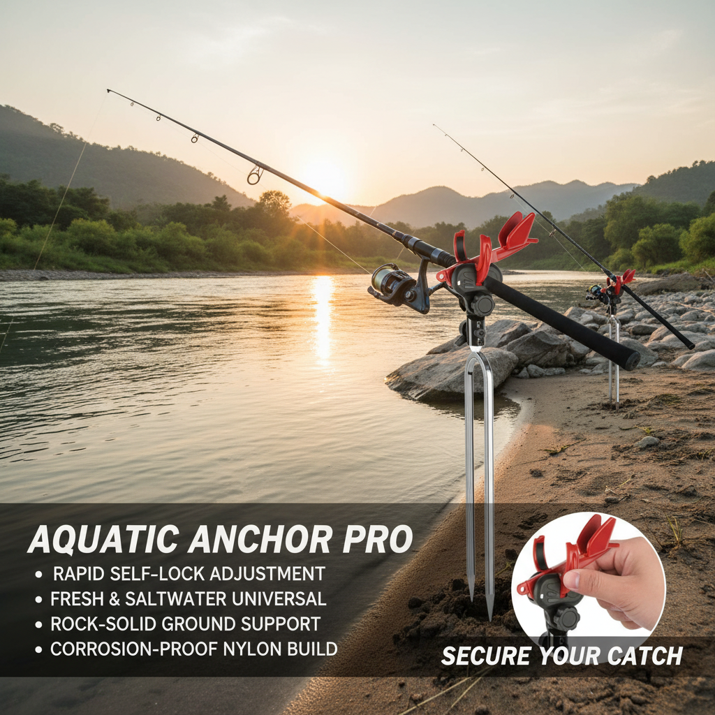 Self-Locking Fishing Rod Holder with Ground Stake - Auto-Release Fish Rod Stand for Hands-Free Fishing