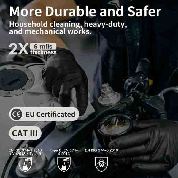 100/50 kpl mustia kertakäyttöisiä nitriilikäsineitä