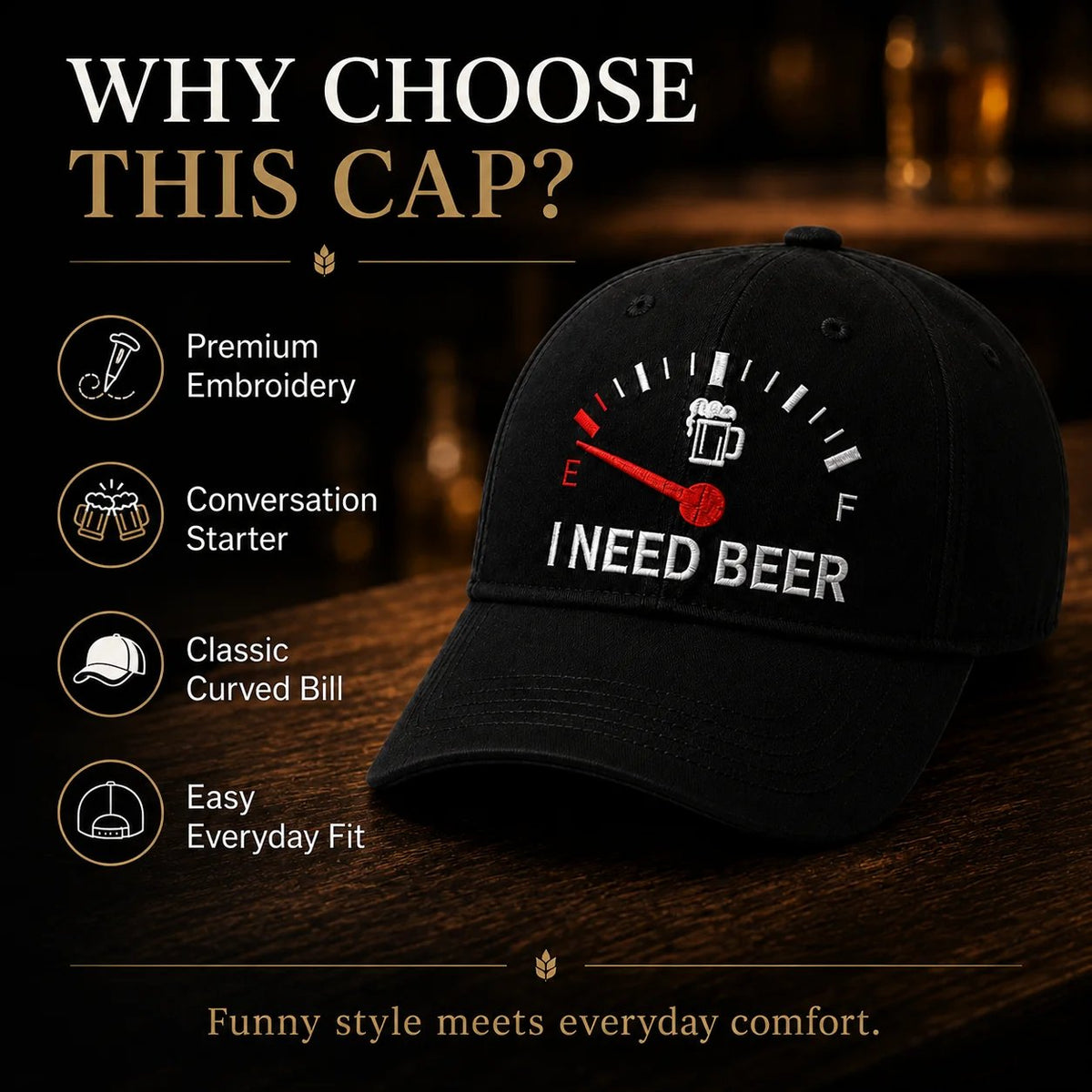 🔥LAST DAY 50% OFF - 🍺 ‘I NEED BEER’ embroidered baseball cap – Unisex commemorative cap