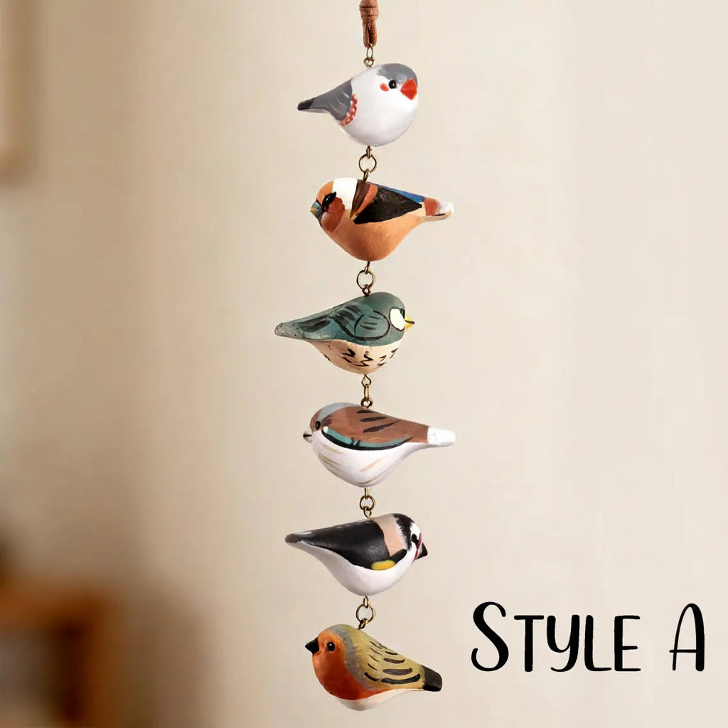 Rustic Hand Painted Bird Ornament, Handcrafted Wooden Colorful Birds