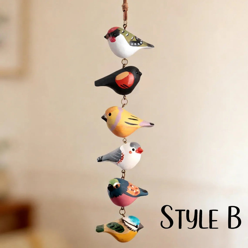 Rustic Hand Painted Bird Ornament, Handcrafted Wooden Colorful Birds