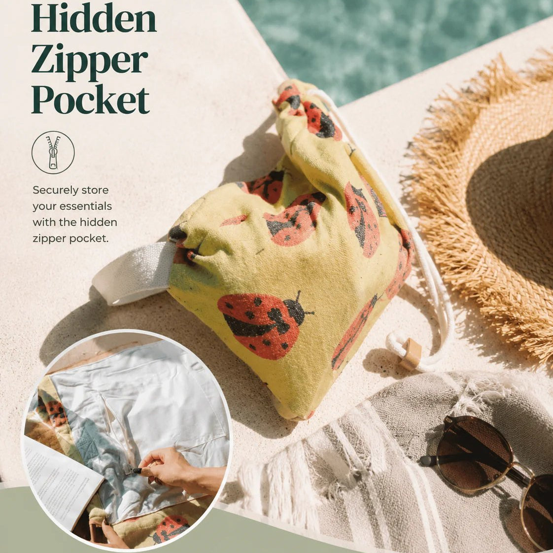 🏆Flash Sale-50% OFF 🏖️2-in-1 Convertible Towel & Backpack with Inner Zip Pocket & Sand-Repelling Fabric