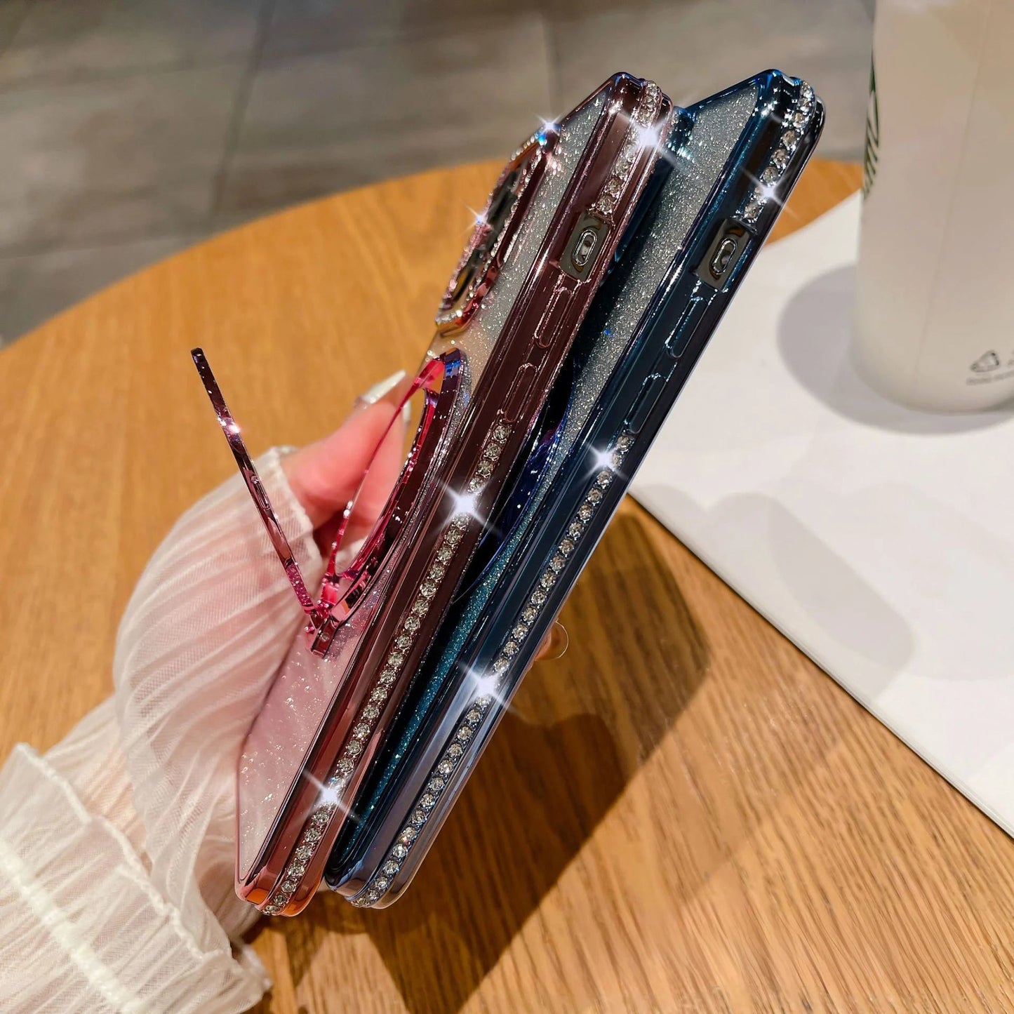 📲✨Gradient Glitter Holder -meikkipeilin suojakotelo