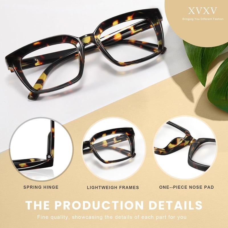 👓Set of 3 tortoiseshell reading glasses – Oversized square reading glasses that block blue ligh