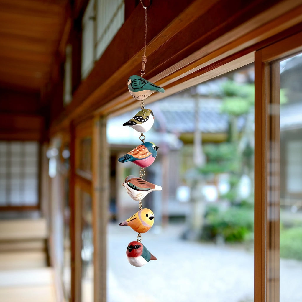 Rustic Hand Painted Bird Ornament, Handcrafted Wooden Colorful Birds