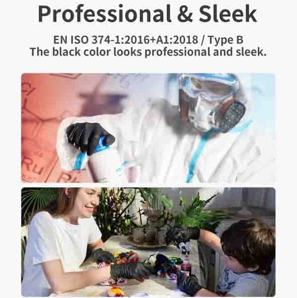 100/50 kpl mustia kertakäyttöisiä nitriilikäsineitä