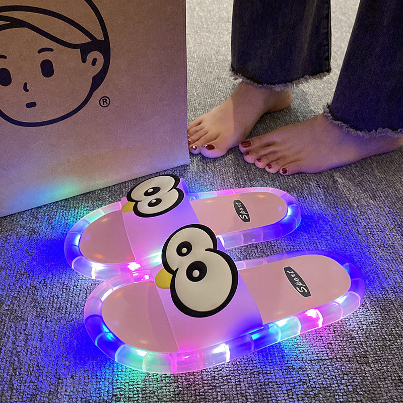 LED Light Up Cartoon Slippers – Glow in the Dark Novelty House Shoes