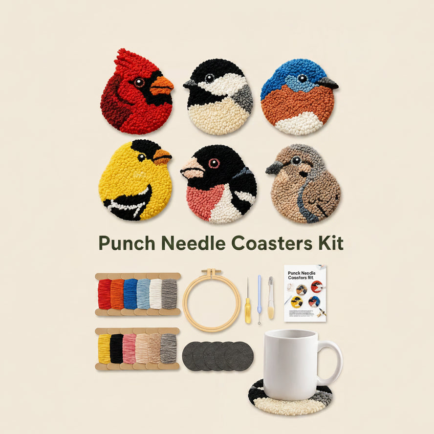 🧵Beginner-Friendly🐦DIY Bird Coasters Punch Needle Kit