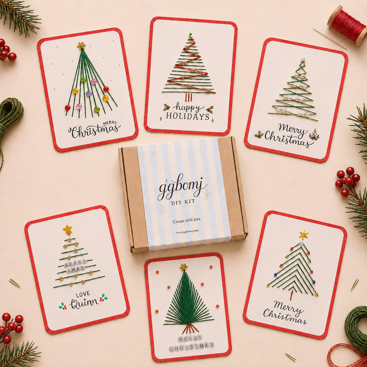 🎄🧵DIY kit for a Christmas card featuring string art